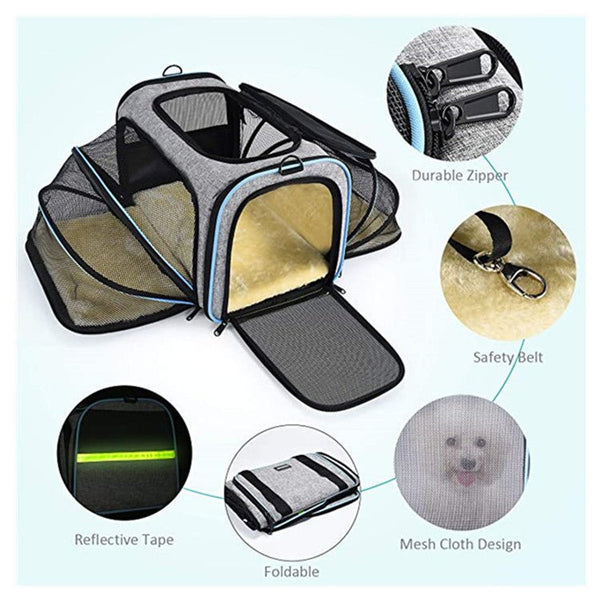 Carrier For Cat Pet Airline Approved Expandable Foldable Soft Dog