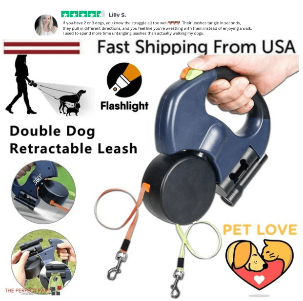Nurtivy™️ Dual Retractable Dual Dog Leash - Nurtivy